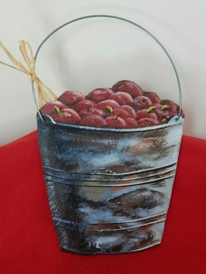Genuine Slate Handmade Wall Sign Stone and Painted PAIL OF APPLES-PSALM 17:8  - Image 4 of 4