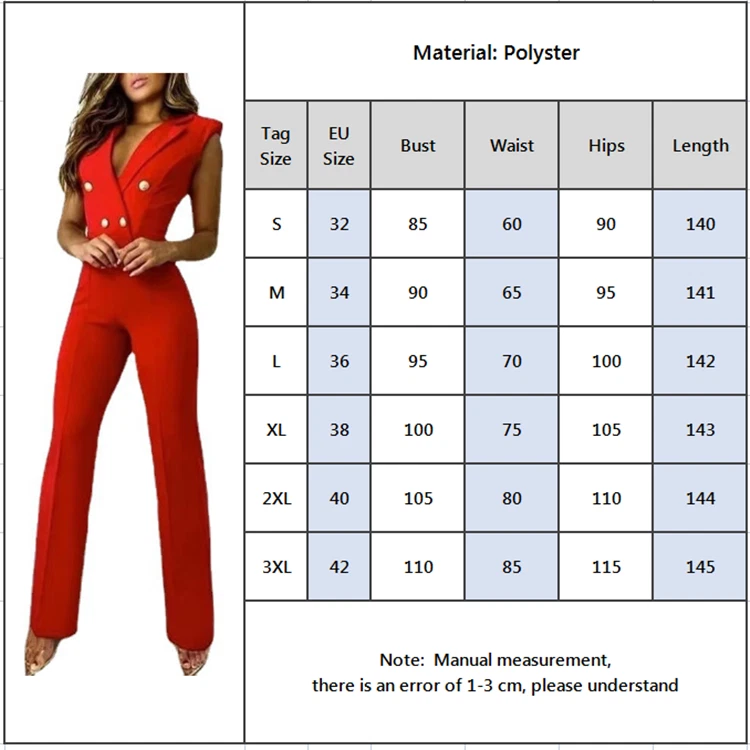 Damen Jumpsuit Elegant Lang Einteiler Sommer Hosenanzug V-Neck Ärmellos Overall - Bild 3 von 4