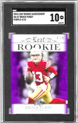 Brock Purdy 2023 Leaf Rookie Achievement "Purple" (49ers) #4/10 SGC Gem Mint 10!