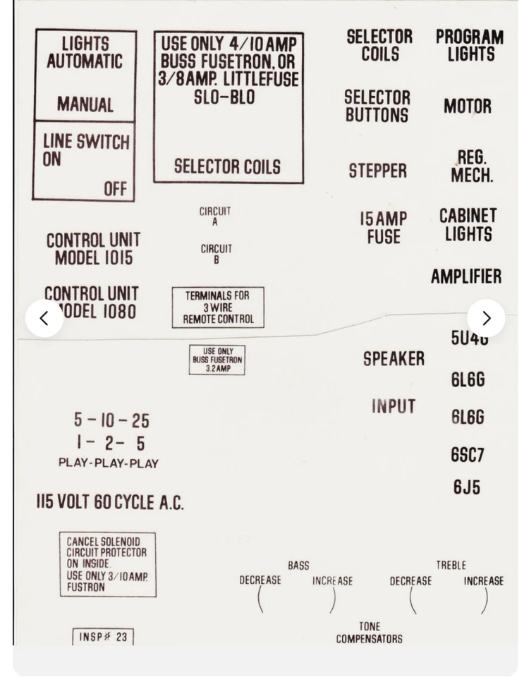 WURLITZER 1015 1080 JUKEBOX FULL NEW AMPLIFIER VACUUM TUBE AND DECAL SET - Image 2 of 2