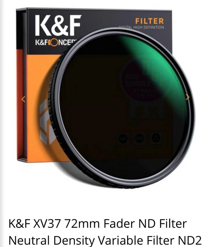 K&F Concept 72mm Fader ND Lens Filter Variable ND2 to ND32 for Camera no x Spot - Image 2 of 4