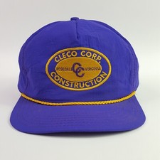 Vintage Cleco Construction Purple USA Made Trucker Hat Snapback Hipster Rope Cap