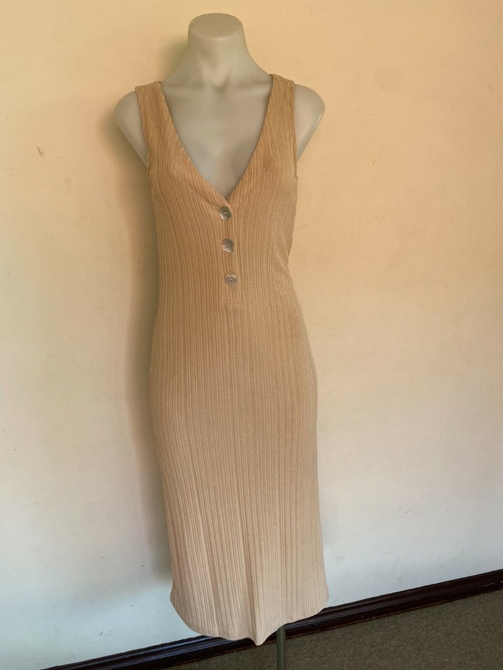 GLASSONS Tan Rib Knit Dress Size XS