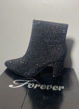 Midnight Sparkle Rhinestone Boots, This shoe is from the Forever brand.