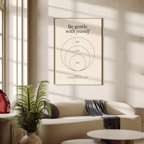 Yoga Poster gedruckt – Kunstdruck “Be gentle with yourself“ | Body Mind Soul - Bild 6 von 9