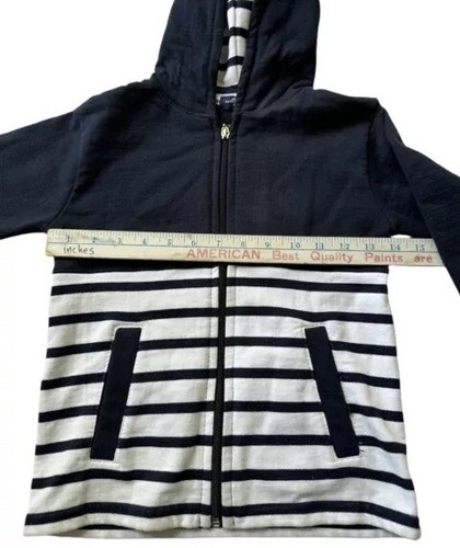 Les Trois Dauphins Toddler Hoodie Girls size 4 Navy Blue Striped Full Zip Cotton - Picture 10 of 12