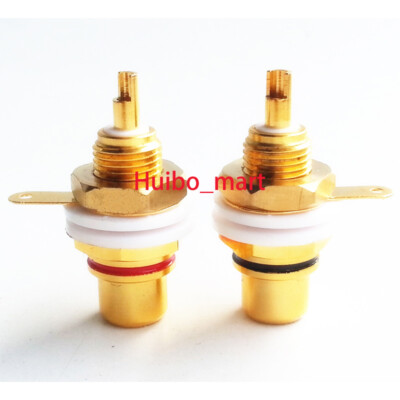 2pc EIZZ EZ-101 24K Gold plated female RCA Jack Panel mount with transparent Cap
