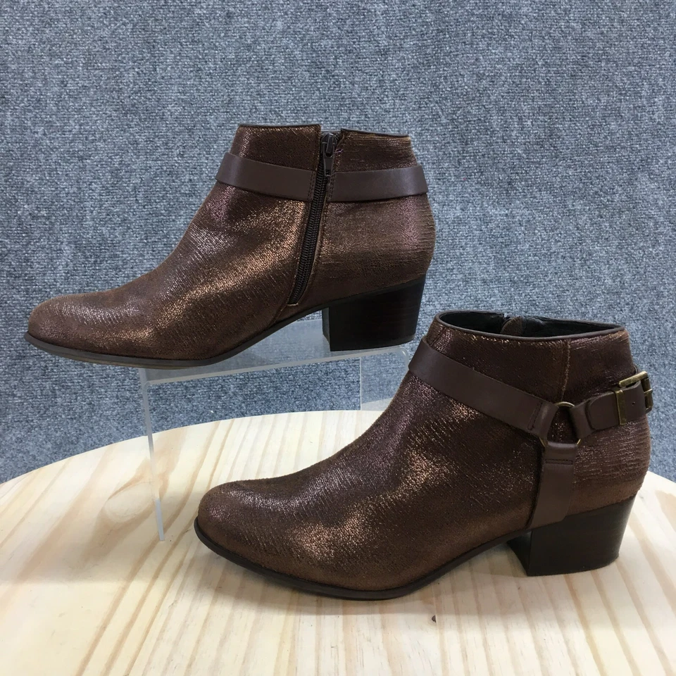 Van Eli Botas Mujer 10 Botines Estrechos Marrón Imitación Cuero Hebilla Metálico Foto 2 de 4