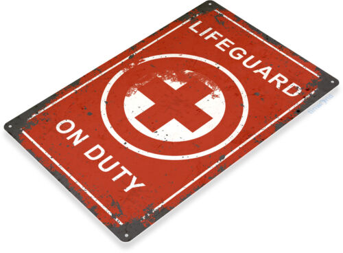 TIN SIGN Lifeguard Sign On Duty Beach Sign Rustic Pool Sign C701 - Picture 2 of 2