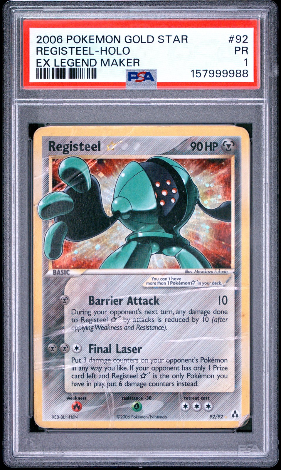 2006 POKEMON EX LEGEND MAKER GOLD STAR #92 REGISTEEL-HOLO PSA 1 view 1