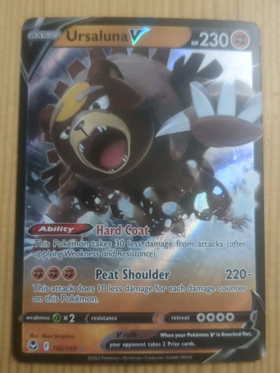 Pokemon TCG Ursaluna V 102/195 Silver Tempest Ultra Rare Foil Card NM