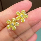 1.2Ct Pear Canary Yellow Diamond Stud Flower Women Earrings 14K Yellow Gold Over