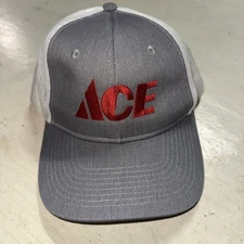 ACE Hardware Trucker Gray Hat White Mesh Snapback Cap Red Logo Embroidered