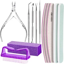 Manicure Pedicure Kit Nail Files Buffers Cuticle Nippers Pusher Ingrown Toenail