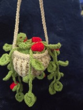 Handmade Crochet hanging red roses
