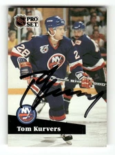 1991-92 Pro Set 428 Tom Kurvers signed auto autograph  Dec'd Islanders MZ BXCP57