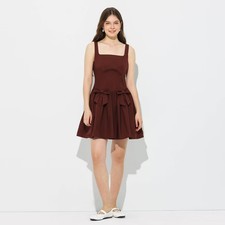 Women Sleeveless Bow Tie Accent Mini Dress - Wild Fable Brown L