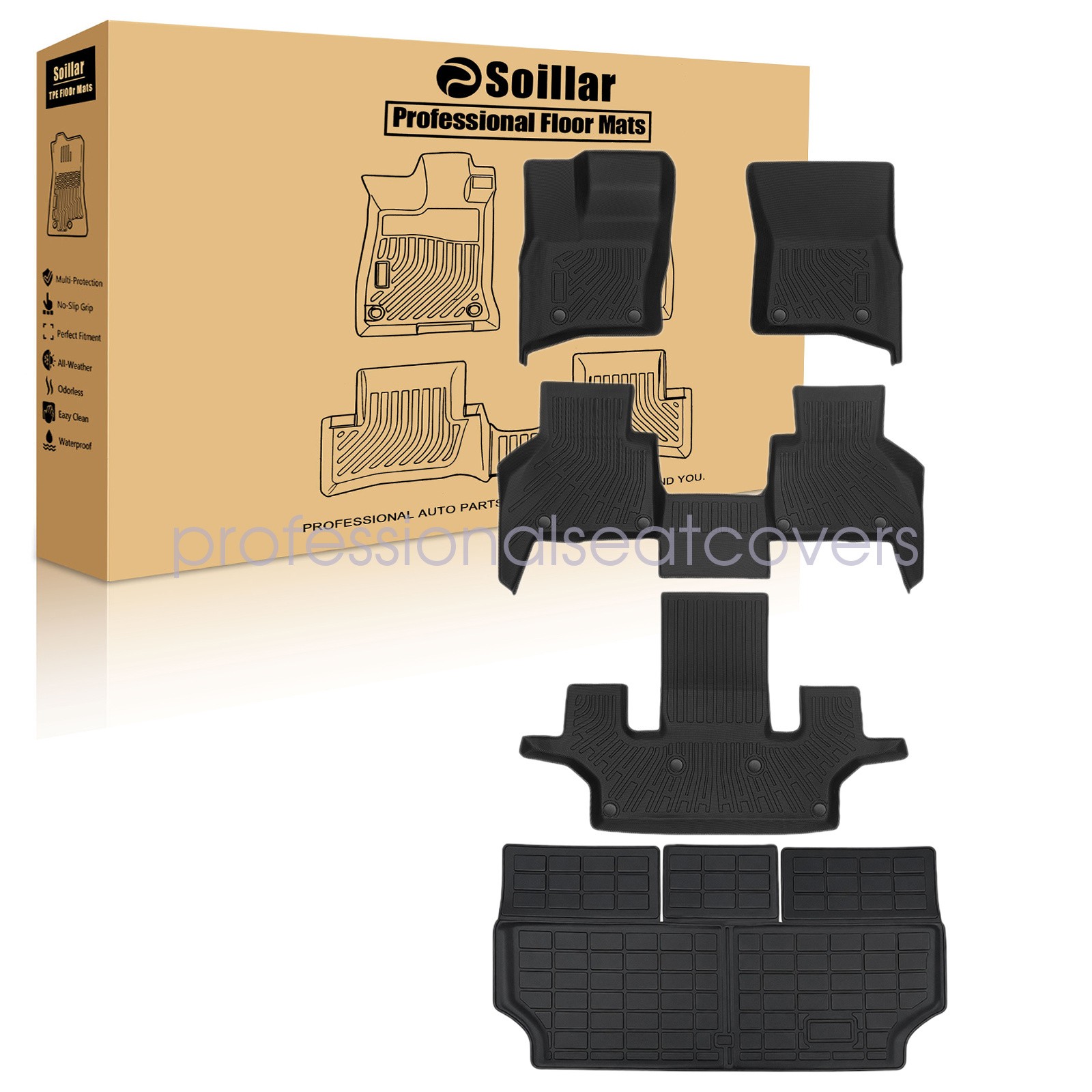 For 2025 2026 Land Rover Defender 130 7&8 Seat TPE Floor Mats Trunk Cargo Liners