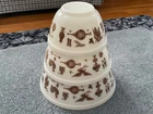 Vintage Pyrex Early American 3 Pc Nesting Mixing Bowl Set #401 #402 #403 USA