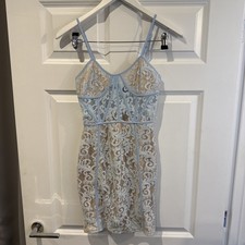 Pretty Little Thing Women’s Light Blue Lace Mini Dress Strappy Size 6