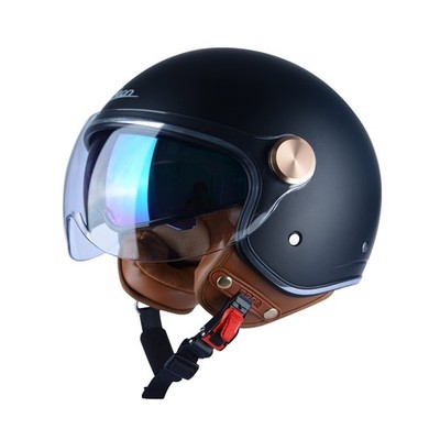 Open Face Motorcycle Helmet for Adults, DOT Approved,3/4 Retro Vespa Helmet, ...
