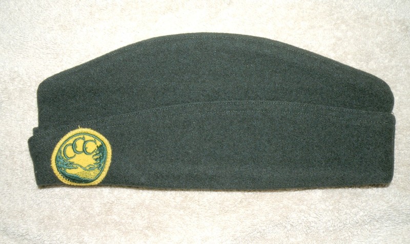 Pre WWII 1930's CCC Overseas Side Cap hat Civilian Conservation Corps w/ Patch