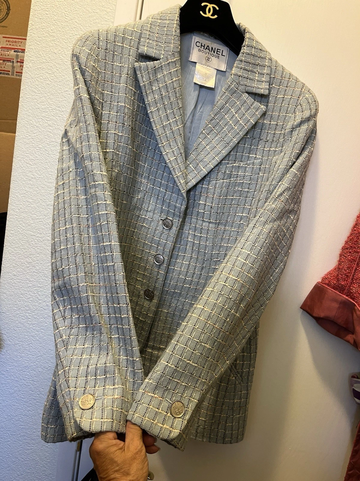 GIACCA CLASSICA CHANEL RUNWAY 5 CC BOTTONE~CC~FODERATA SETA SPLENDIDA LANA+COTONE 38