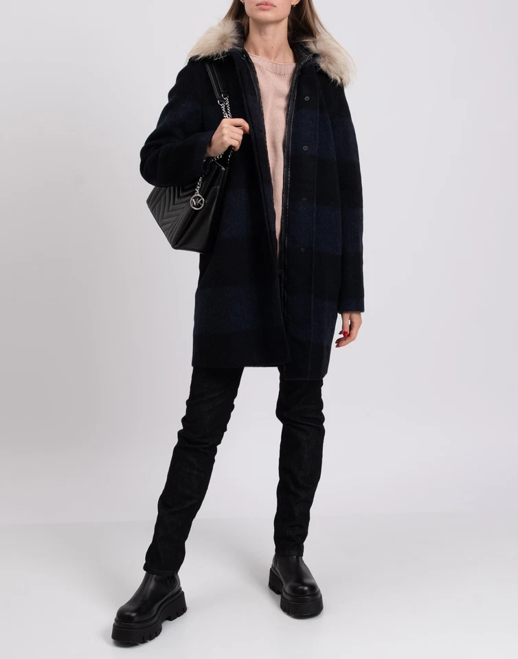 RRP€861 WOOLRICH 3 in 1 Coat Size L Alpaca Mohair Wool Blend Down Gilet Check - Image 2 of 4