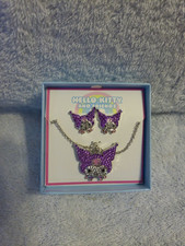 Hello Kitty Kuromi Bling Rhinestone Necklace Earrings New In Box