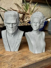 Frankenstein & Bride of Frankenstein Busts – 6.5” Horror Icons – 3D Printed Bust