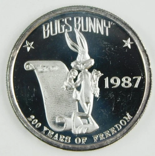 1987 Bugs Bunny 200 Years Looney Tunes 1 Oz 999 Silver Round Imp Proof C4230