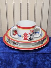 Tiffany  Co. 2004 Childrens Fire Station 3 Piece Set Plate Mug Bowl