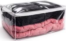 Large Storage Bag 90L Clear Zippered Organizer for Blankets Bedding Clothes