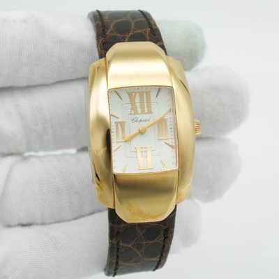 Chopard La Strada 18k Rose Gold Leather Quartz Silver Ladies Watch 419255-5001