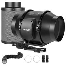 VEVOR 6" Air Filtration Kit, 180 CFM Inline Duct Fan with Speed Controller, Carb