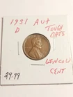 1931 D AU+++ Tough Date Lincoln Cent Scarce