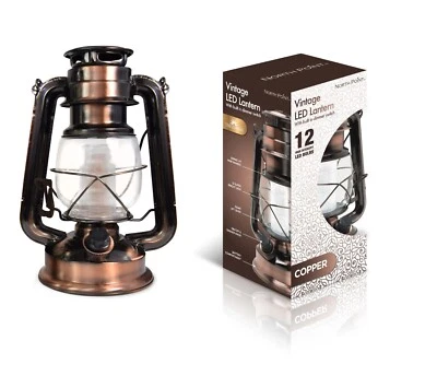 NORTHPOINT North Point Vintage Lantern with 12 leds Copper, New In Box