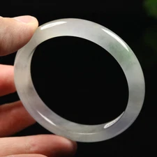 56mm White Lavender Green Icy Jadeite Jade Bangle Bracelet Burma Jade 11195