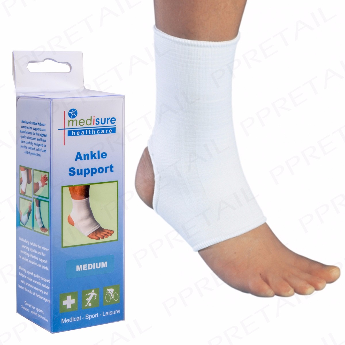 2x MEDIUM FABRIC ANKLE SUPPORTS Sporting Injury Soft Medical