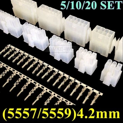 2-24 Pin Molex Mini-Fit Jr 5557/5559 4.2mm Connector Kits (Plug+Socket+Crimps)
