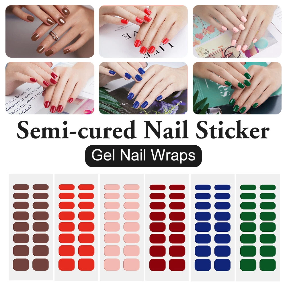 Semi Cured Nail Stickers Gel Nail Polish Strips Long LastingSelf