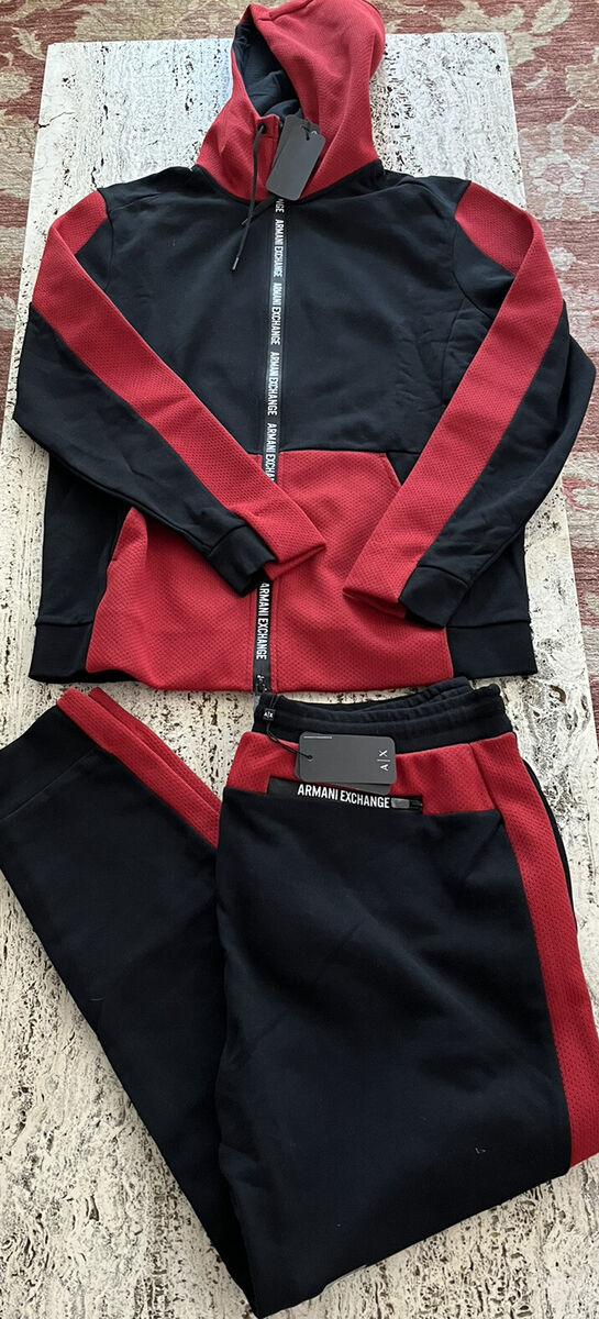 NEW Armani Exchange Zip up Hoodie & Pants Set Red With Black NEW Armani Exchange Zip up Hoodie & Pants Set Red With Black