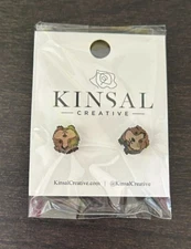 Guinea Pig Kinsal Creative Wood Stud Pierced Earrings FOUR Colors Carved Stained