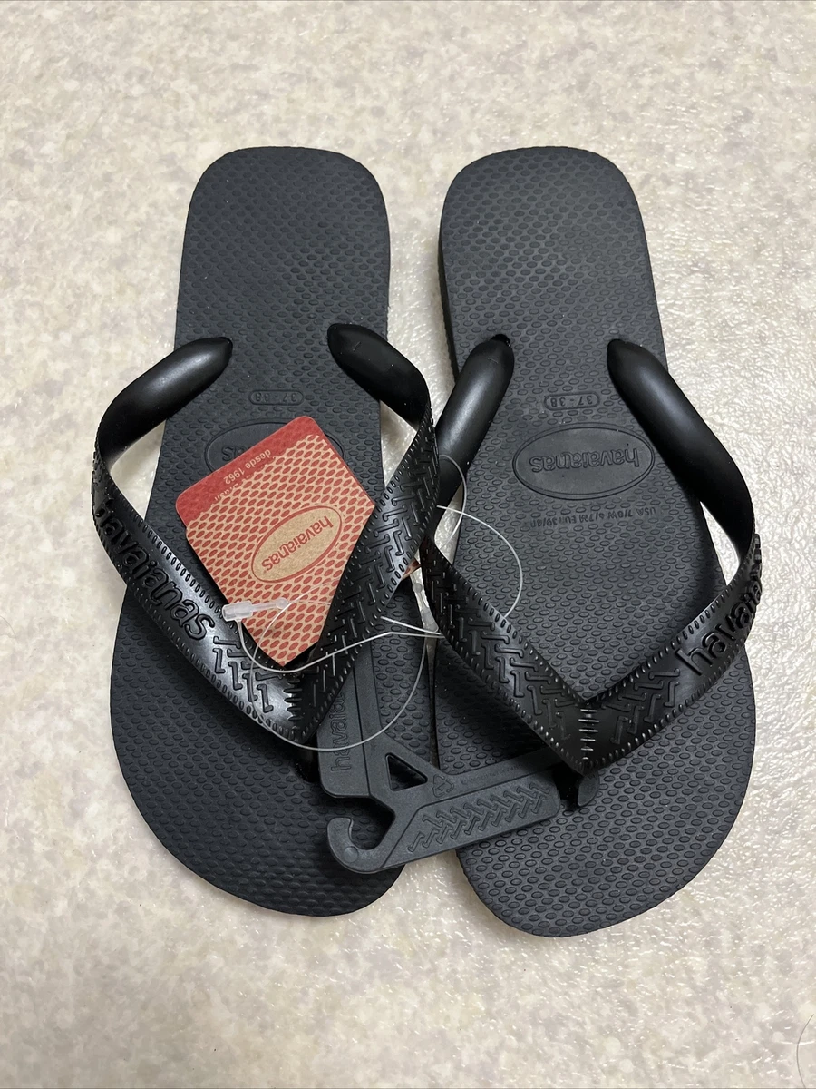 Havaianas Top FC Flip Flop Unisex Black Size US 7/8 W US 6/7 Men Rubber Non  Slip