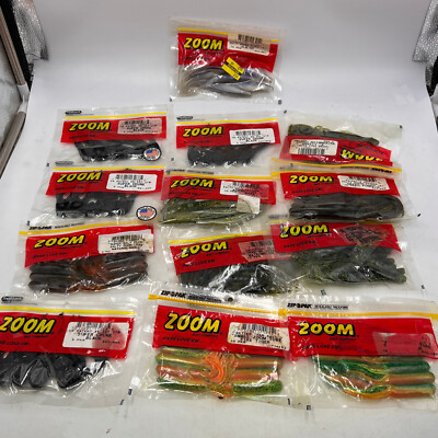 Zoom LOT 13 Packs Mostly NEW Plastic Fishing Lures Baits Variety Worm Tube etc