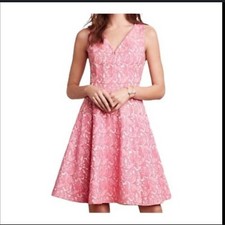 Anthropologie Maeve 4 Claribel Pink  Jacquard Tea Dress