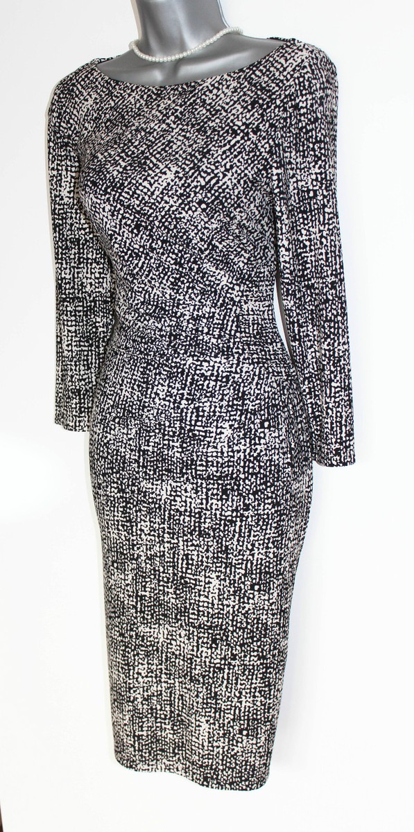 black and cream formal dress Two-Tone Black Lace Three-Quarter Sleeve Fit Flare Formal Dress