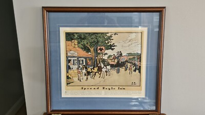 Vtg Spread Eagle Inn Robert Smith Ale Brewing Co. Lithograph by James Preston