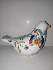 Italian Ceramic Bird  Duck Melior Hand Painted Floral