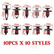 100pcs 10 sizes Fender Liner Splash Shield Bumper Clips Fastener Rivets Screw